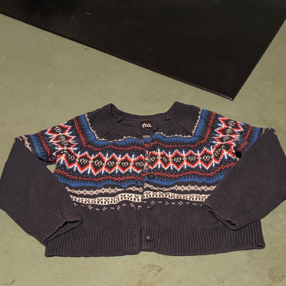 Girls button up Tea Collection sweater size 6/7